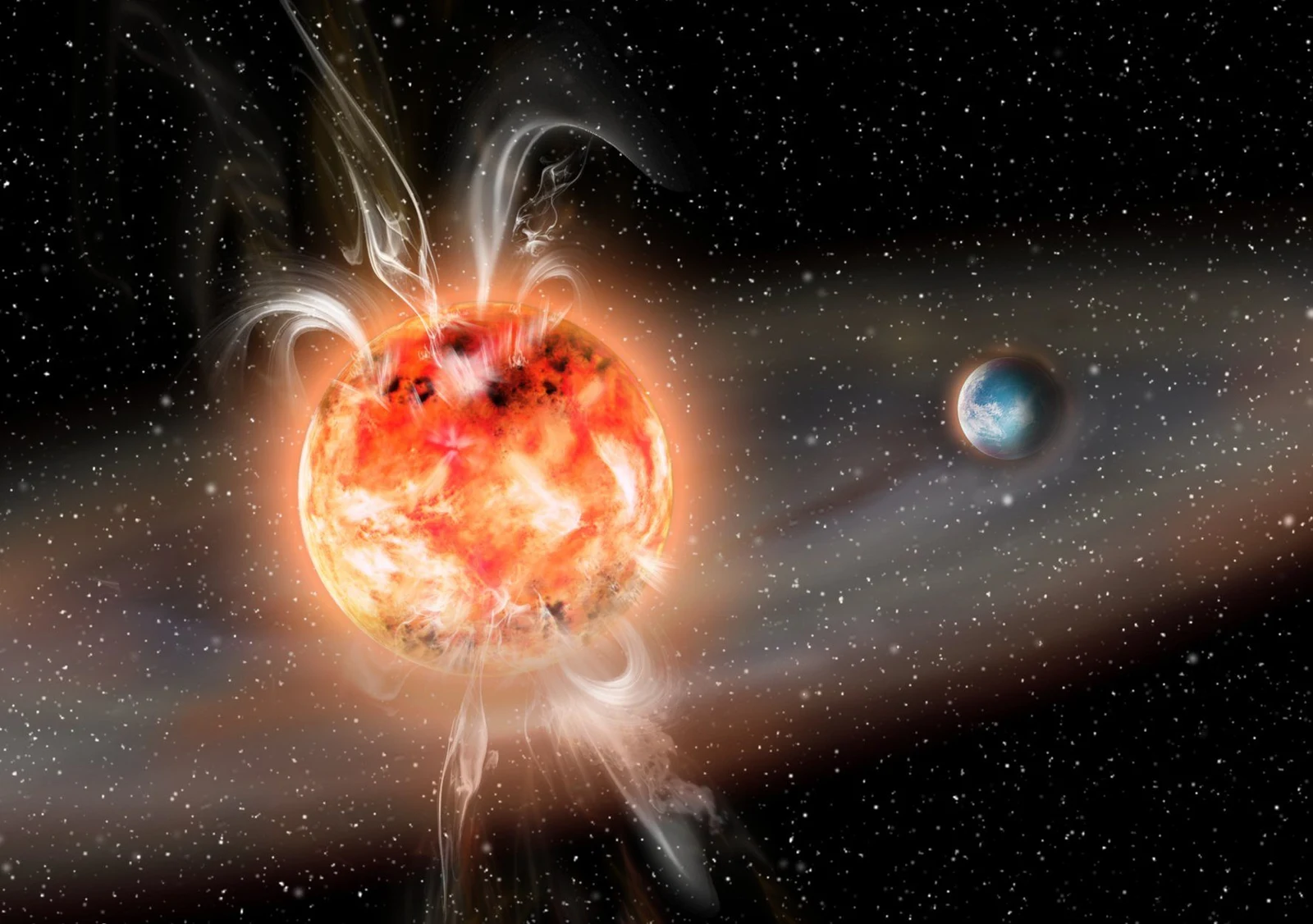 Stellare Ausbrüche verfehlen Exoplaneten