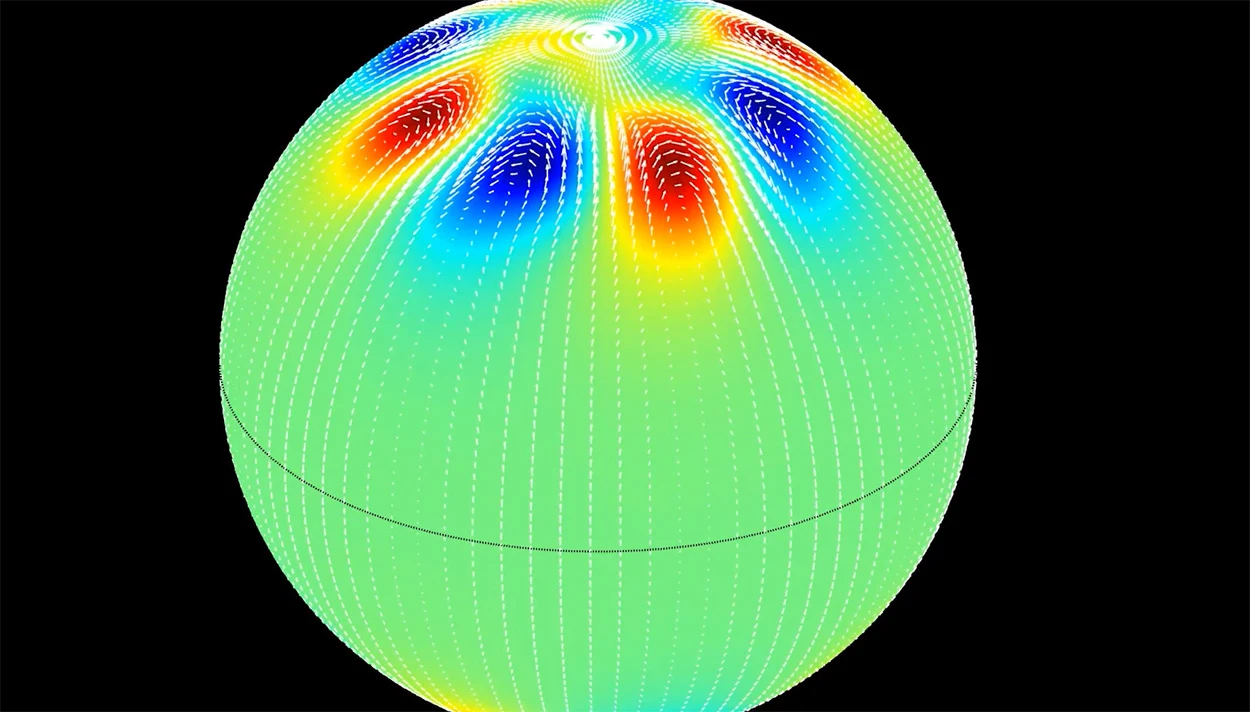 Simulation enthüllt Polarwirbel der Sonne