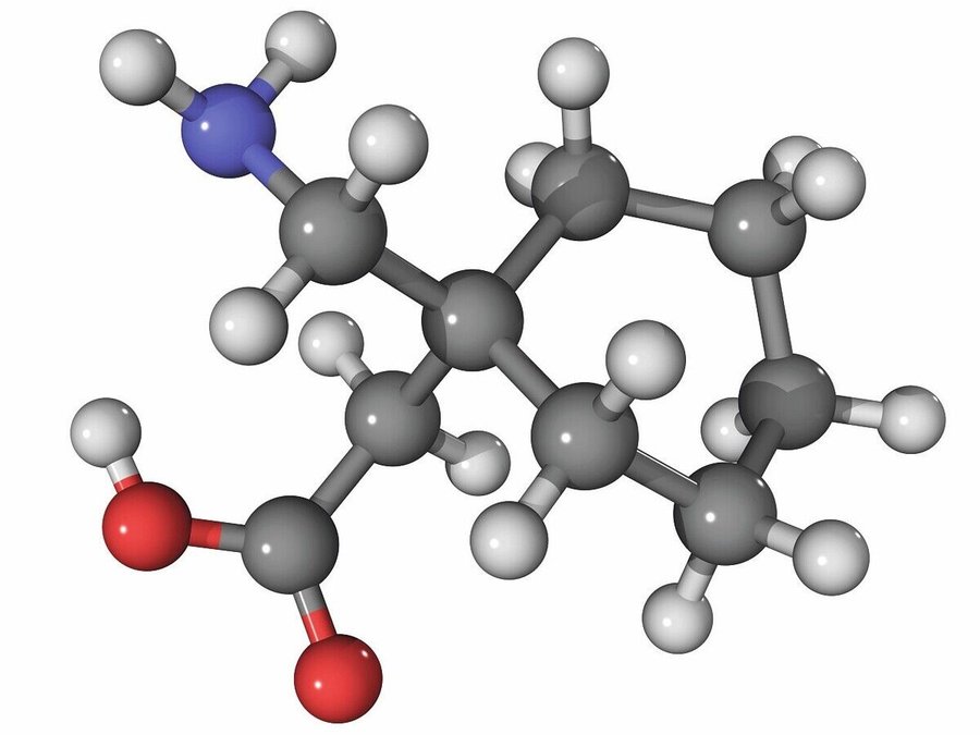 Gabapentin_enacarbil_drug_molecule._Computer_model_showing_the_structure_of_a_molecule_of_the_anticonvulsant_and_analges