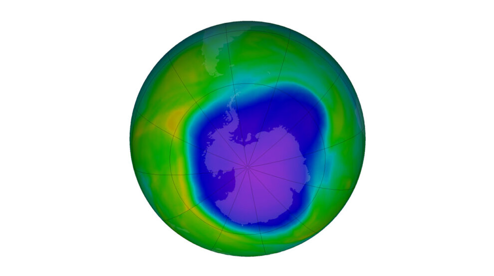 How is the ozone hole developing over Antarctica?