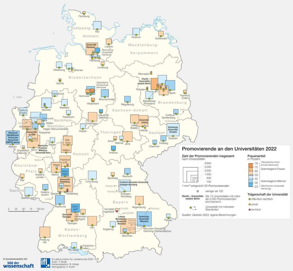 Deutschlandkarte Doktoranden-Hochburgen 09/2024