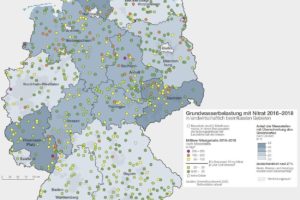 Deutschlandkarte Nitratbelastung des Grundwassers, 04/2021