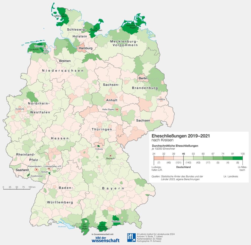 Deutschlandkarte Heiratsverhalten 02/2024