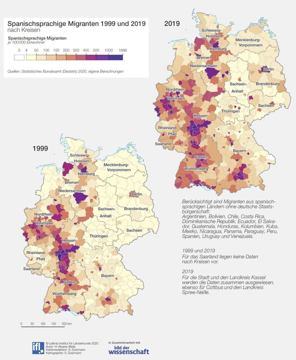 D-Karte Spanischsprachige Migranten