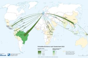 Weltkarte Rohkaffee-Importe 07/2024
