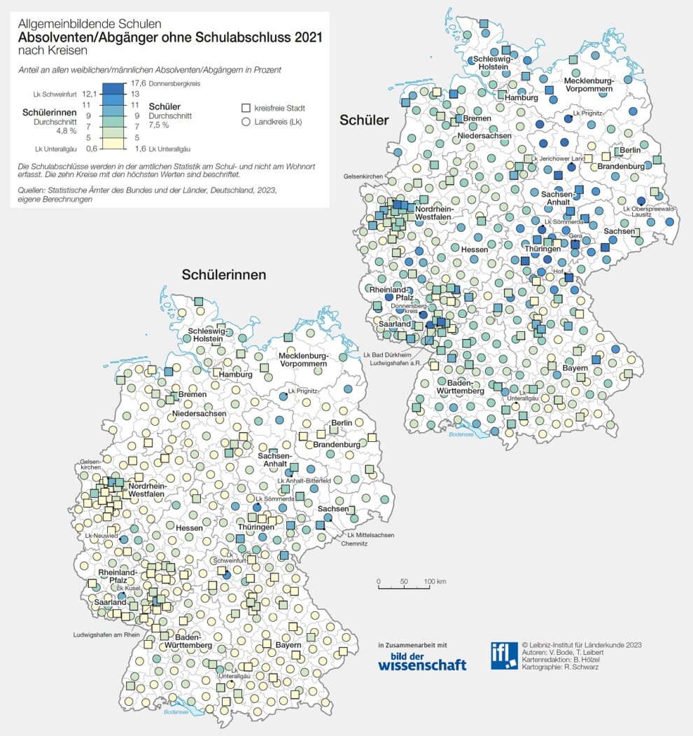 Deutschlandkarte Schulbildung 08/2023