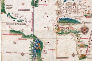 The_Cantino_planisphere_(or_Cantino_World_Map)_is_the_earliest_surviving_map_showing_Portuguese_geographic_discoveries_in_the_east_and_west._It_is_named_after_Alberto_Cantino,_an_agent_for_the_Duke_of_Ferrara,_who_successfully_smuggled_it_from_Portugal_to_Italy_in_1502.

The_map_is_particularly_notable_for_portraying_a_fragmentary_record_of_the_Brazilian_coast,_discovered_in_1500_by_the_Portuguese_explorer_Pedro_Álvares_Cabral,_and_for_depicting_the_African_coast_of_the_Atlantic_and_Indian_Oceans_with_a_remarkable_accuracy_and_detail.

It_was_valuable_at_the_beginning_of_the_sixteenth_century_because_it_showed_detailed_and_up-to-date_strategic_information_in_a_time_when_geographic_knowledge_of_the_world_was_growing_at_a_fast_pace._It_is_important_in_our_days_because_it_contains_unique_historical_information_about_the_maritime_exploration_and_the_evolution_of_nautical_cartography_in_a_particularly_interesting_period.

The_Cantino_planisphere_is_the_earliest_extant_nautical_chart_where_places_(in_Africa_and_parts_of_Brazil_and_India)_are_depicted_according_to_their_astronomically_observed_latitudes._Pictures_From_History