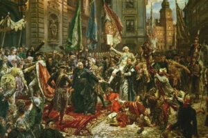 RCW112381_The_Constitution_of_the_3rd_May_1791,_1891_(oil_on_canvas)_by_Matejko,_Jan_(1838-93);_247x446_cm;_Royal_Castle,_Warsaw,_Poland;_(add.info.:_Stanislaw_II_Augustus_Poniatowski_(1732-98););_Maciej_Bronarski;_Polish,__out_of_copyright.__PLEASE_NOTE:_Bridgeman_Images_works_with_the_owner_of_this_image_to_clear_permission._If_you_wish_to_reproduce_this_image,_please_inform_us_so_we_can_clear_permission_for_you.