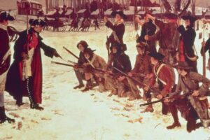 XTD75662_Baron_von_Steuben_drilling_American_recruits_at_Valley_Forge_in_1778,_1911_(oil_on_canvas)_by_Abbey,_Edwin_Austin_(1852-1911);_Pennsylvania_State_Capitol,_PA,_USA;_(add.info.:_Frederic_William_Augustus_von_Steuben_(1730-94););_American,__out_of_copyright.