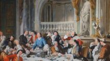 Lunch_of_Oysters,_1737,_copy_of_an_oil_painting_by_Jean_Francois_de_Troy,_1679-1752,_in_the_Ruinart_Salon_at_Maison_Ruinart,_the_oldest_champagne_house_in_the_world,_founded_in_Epernay_in_1729_by_Nicolas_Ruinart,_in_Reims,_Marne,_Grand_Est,_France._The_winery_forms_part_of_a_UNESCO_World_Heritage_Site._Picture_by_Manuel_Cohen