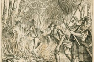 7149368_Roman_soldiers_burning_druids_in_their_sacred_groves_on_Anglesey,_60_(engraving)_by_English_School,_(19th_century);_Private_Collection;_(add.info.:_Roman_soldiers_burning_druids_in_their_sacred_groves_on_Anglesey,_60._Illustration_from_A_Series_of_Prints_of_English_History,_by_Mrs_Trimmer_(Baldwin_and_Cradock,_N_Hailes,_and_John_Marshall,_London,_1828).);_©_Look_and_Learn.