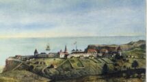 GCL3160258_CALIFORNIA:_RUSSIAN_FORT_A_view_of_the_Russian_establishment_of_Bodega_(Fort_Ross)_on_the_coast_of_New_Albion_(California)_in_1828._Lithograph,_French,_1833.;_(add.info.:_CALIFORNIA:_RUSSIAN_FORT_A_view_of_the_Russian_establishment_of_Bodega_(Fort_Ross)_on_the_coast_of_New_Albion_(California)_in_1828._Lithograph,_French,_1833.);_Granger.