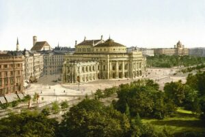 Wien,_Burgtheater_am_heutigen_Dr.-Karl_Lueger_Ring,_kolorietes_Foto_um_1900