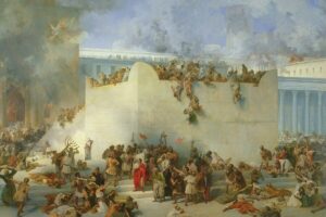 CPH268215_Destruction_of_the_Temple_of_Jerusalem_(oil_on_canvas)_by_Hayez,_Francesco_(1791-1882);_183x82_cm;_Gallerie_dell\'Accademia,_Venice,_Italy;_(add.info.:_La_distruzione_del_Tempio_di_Gerusalemme;);_Cameraphoto_Arte_Venezia.