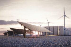 Solarpanels und Windräder