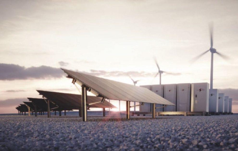 Solarpanels und Windräder